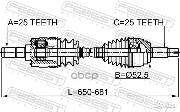Привод передний левый 25X655X25 1214sollh Febest