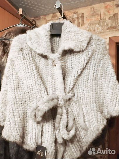 Пончо из вязаной норки