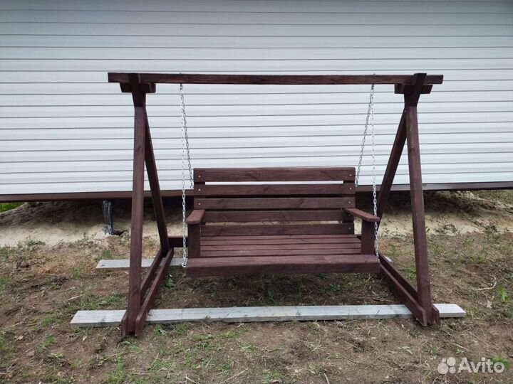 Садовые качели деревянные, ручной работы