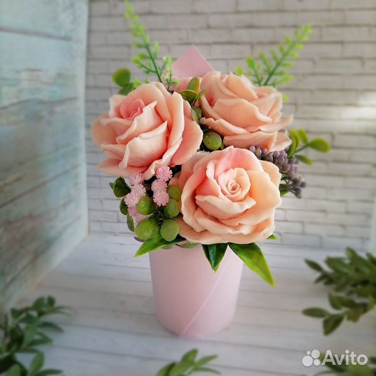 Букет из мыльных роз