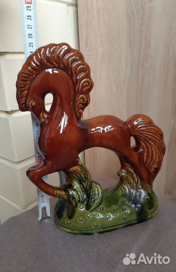 Статуэтка Конь. Старая гжель. Майолика. Керамика
