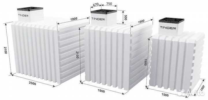 Бесшовный пластиковый погреб Tingard 2500