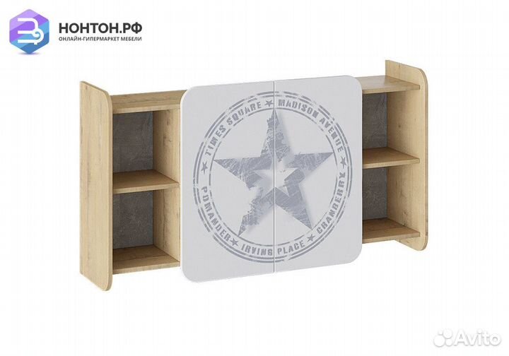 Шкаф навесной Мегаполис бунратти / белый с рисунко