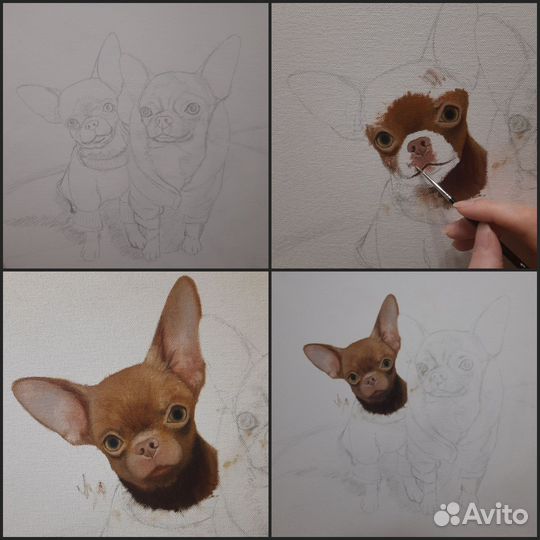 Портрет домашнего питомца маслом на холсте по фото