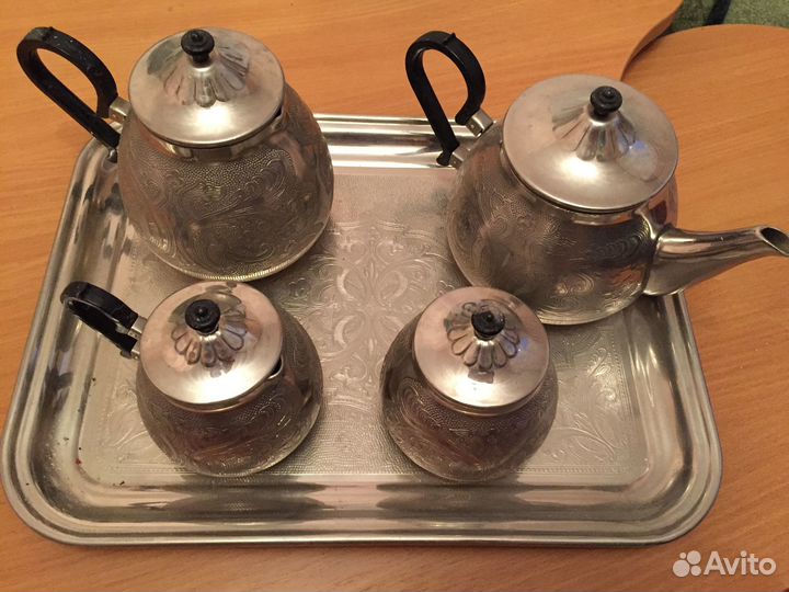 Чайный мельхиоровый набор