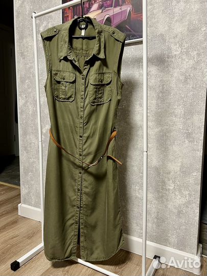 Платье рубашка женская цвета хаки