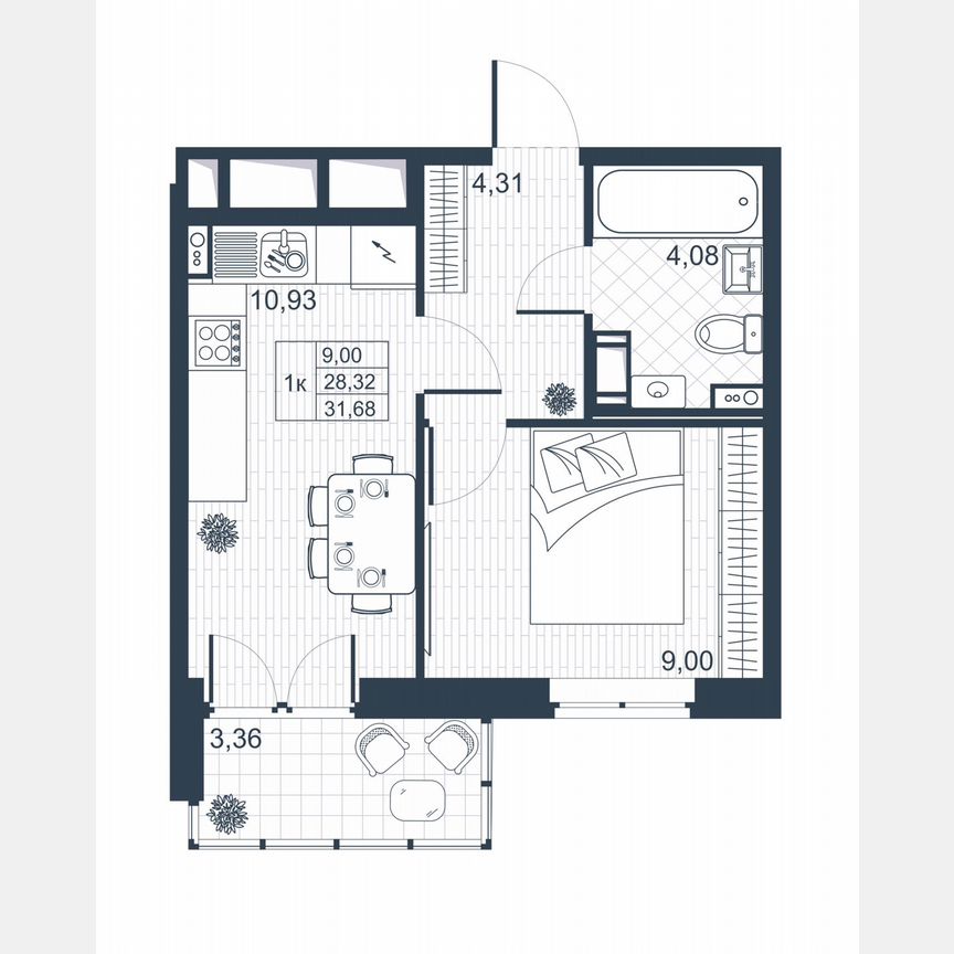 1-к. квартира, 30 м², 4/8 эт.