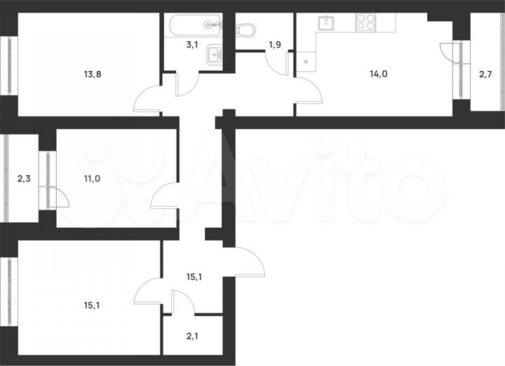 3-к. квартира, 81,1 м², 3/5 эт.
