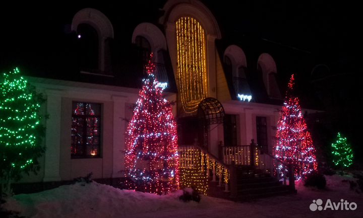 Продажа уличных гирлянд, нарядим елку, дерево, дом