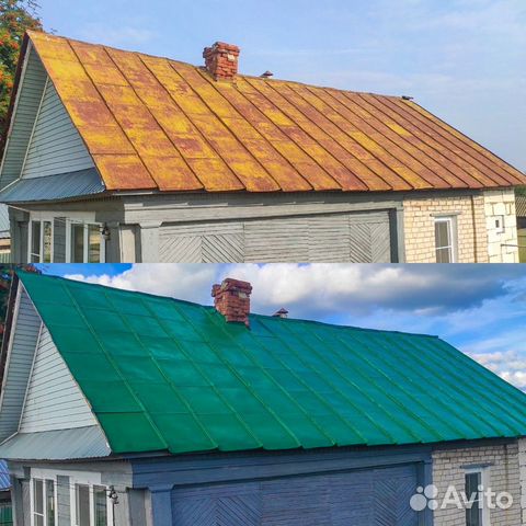 Покраска крыши, дома, газовой трубы