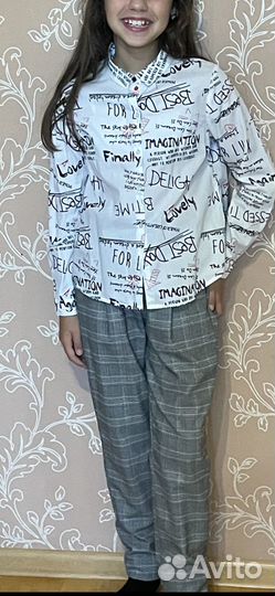 Блузка и брюки 140 (школьная форма)