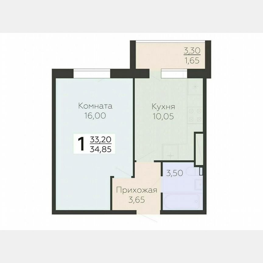 1-к. квартира, 34,9 м², 15/15 эт.