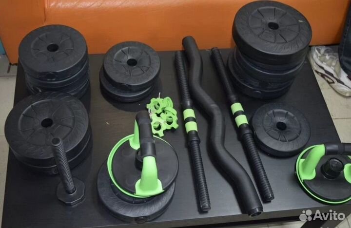 Гантели 2х15кг + переходник штанга\гиря