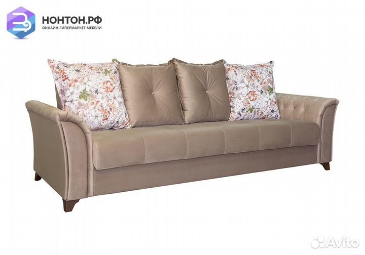 Диван книжка Ирис коричнево-бежевый / коричневые ц