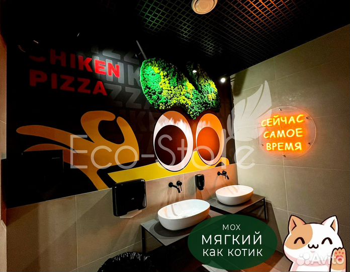 Стабилизированный мох.Логотип из мха в кафе