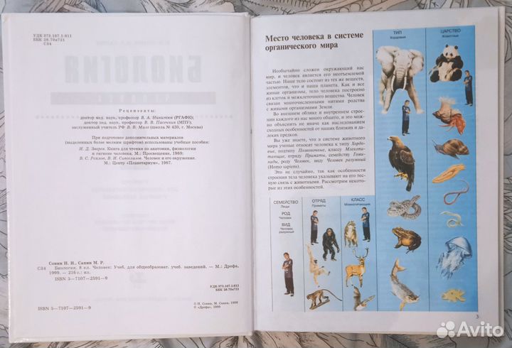 Учебник Биология Человек 8 класс Сонин Н. Сапин М