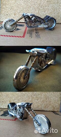 Мотоцикл сувенир, ручная работа, детали часов. №16