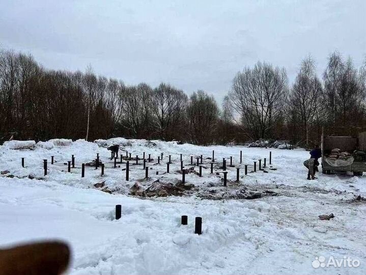 Ремонт фундамента винтовыми сваями