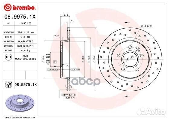 08.9975.1X Диск тормозной перфорированный ford