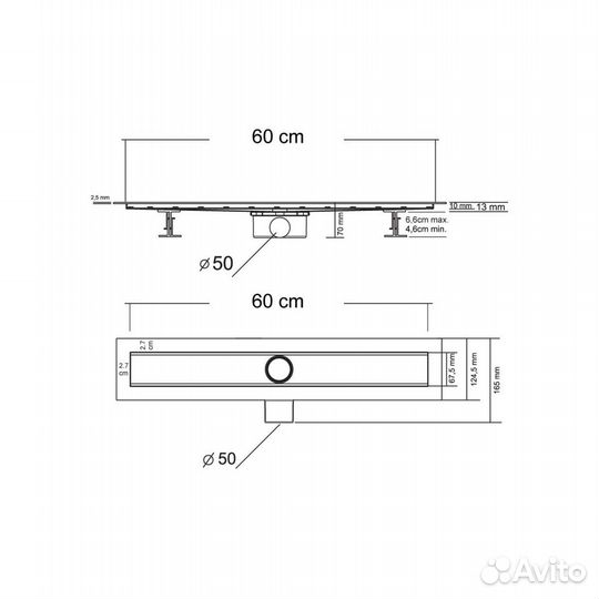 Душевой лоток SAY optima 601.60.P.piti, 60 см, хр