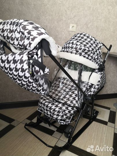 Детские санки коляска с колесами бу