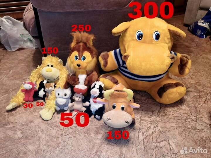 Мягкие игрушки, много