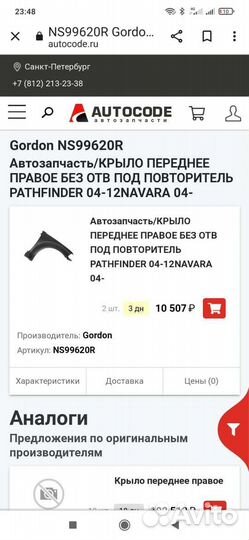 Nissan Pathfinder/Navara крыло переднее правое