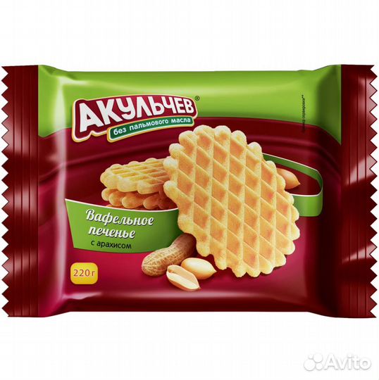 Вафельное печенье Акульчев с Арахисом 220г (опт)