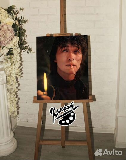 Портрет на холсте 40х50см Виктор Цой (кино)