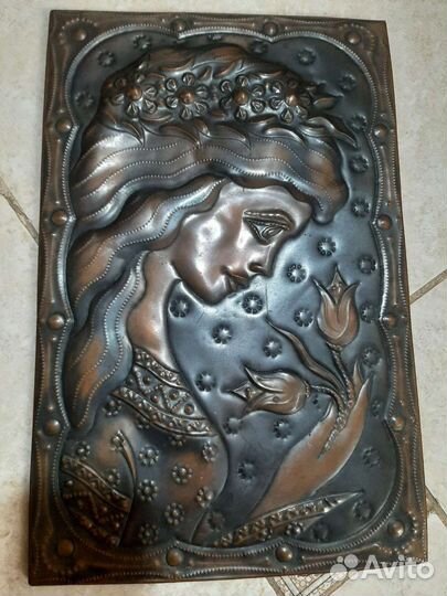 Панно, чеканка медная