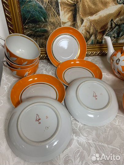 Чайный сервиз СССР Дулево Тигровая лилия