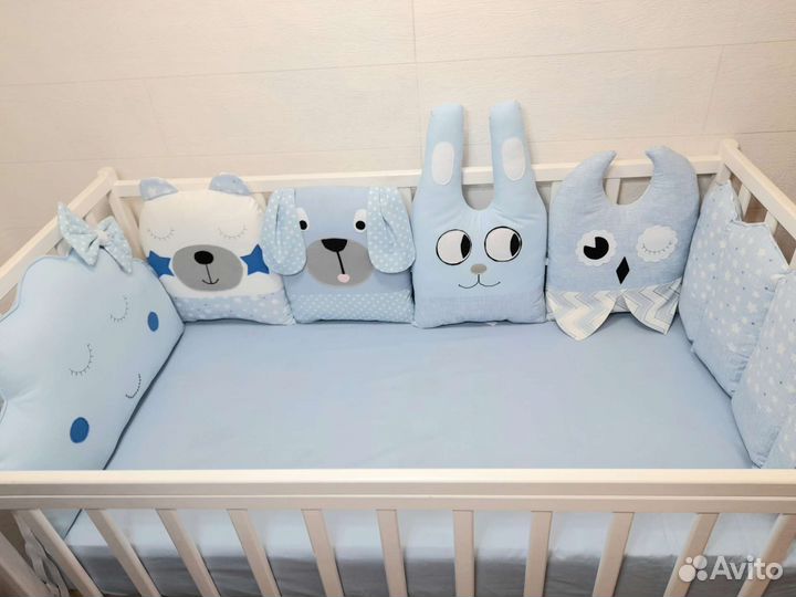 Бортики в детскую кроватку зверюшки