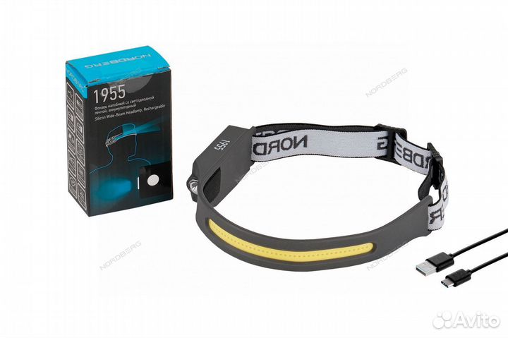 Фонарь налобный диод. лента 3,7 В nоrdberg 1955