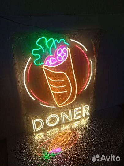 Готовая неоновая вывеска донер