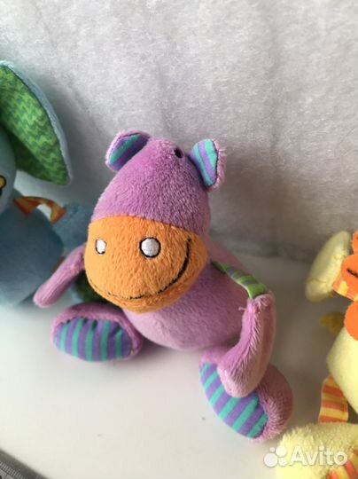 Мягкие игрушки слон львенок лягушонок бегемотик