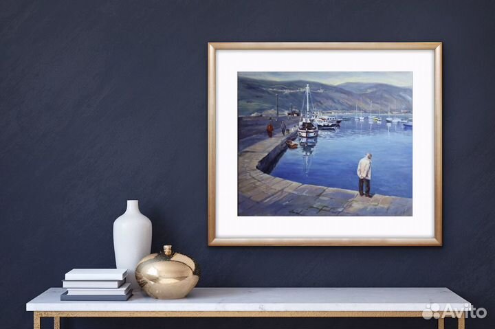 Картина маслом. Пейзаж «Причал. Монтенегро»