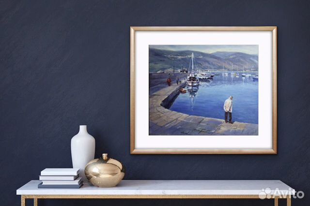 Картина маслом. Пейзаж «Причал. Монтенегро»