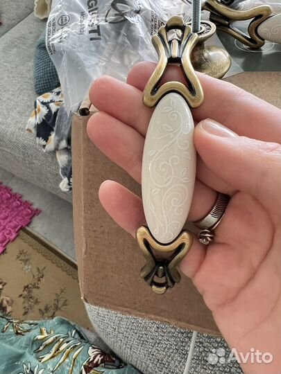 Ручки скоба кнопка античная бронза Флоренция