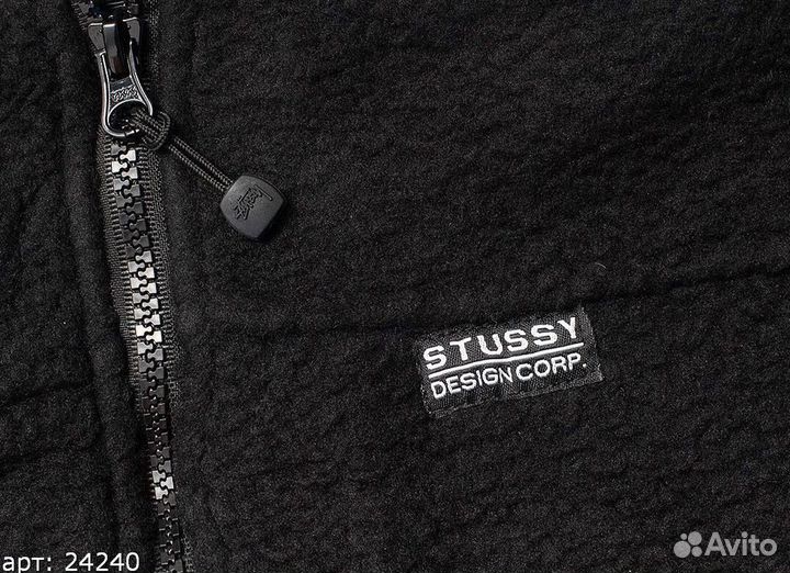 Черная куртка шерпа Stussy