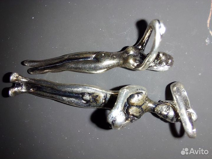 Подвеска серебро влюблённые обнимаются