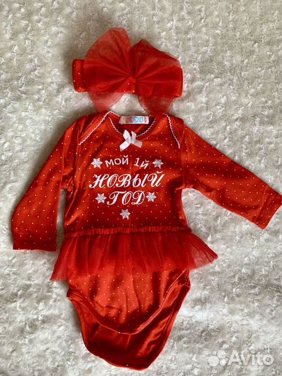 Новогний Боди для девочки 74