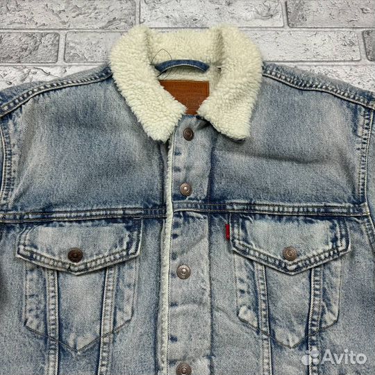 Шерпа Levis Blue Denim Jacket With Fur Lining
