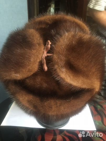 Шапка ушанка из меха норки