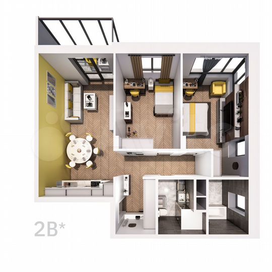 2-к. квартира, 75 м², 15/25 эт.