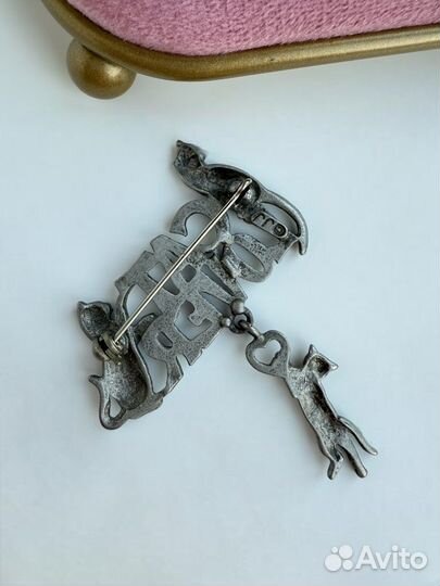 Винтажная брошь с котами, JJ, 1978 г