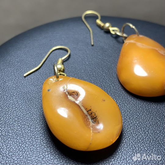 Винтажные Янтарные Серьги Янтарь Ретро