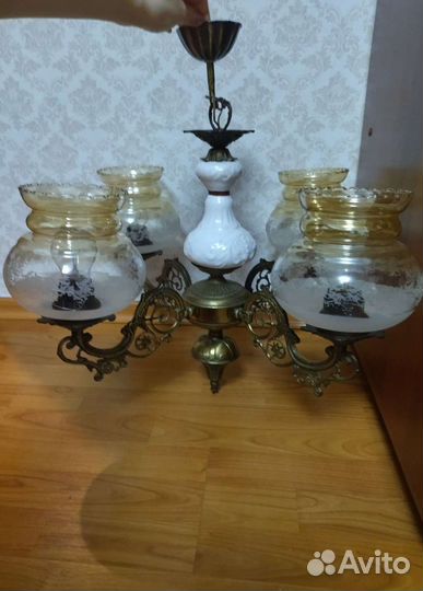 Винтажная люстра бронза. Антикварная Югославия