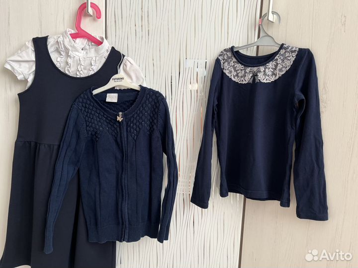 Школьная одежда для девочки, 8 вещей, 128