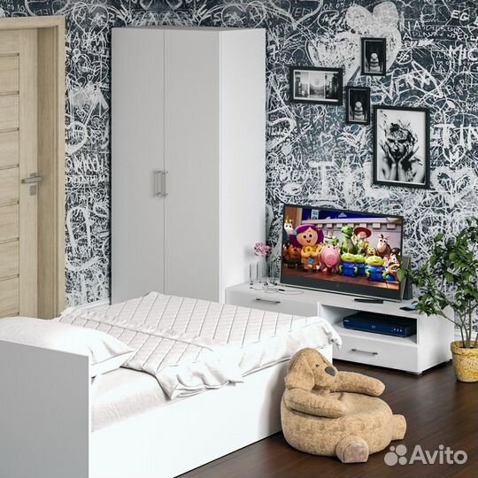 Спальня белая Стандарт № 3 Стандарт с кроватью 1200, цвет белый, спальное место 1200х2000 мм., без м