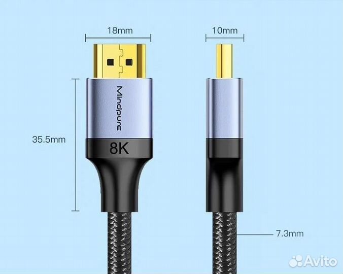 Кабель hdmi 2.1v 8K Mindpure HD009 1м